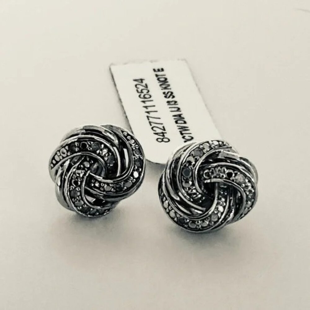 Sterling Silver Diamond Knot Stud Earrings 1/10 CTW I-J I3